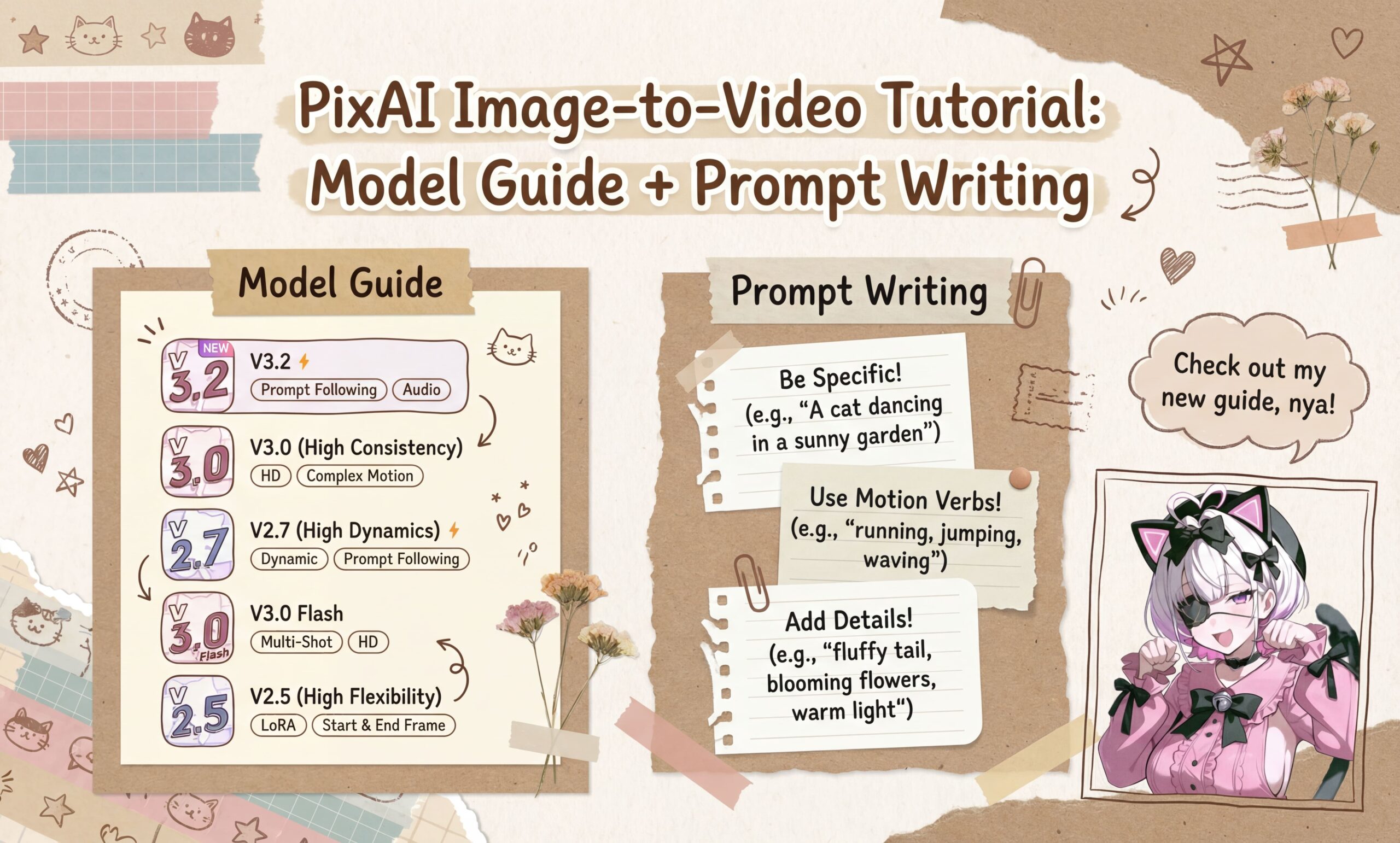 PixAI Image-to-Video Tutorial: Model Guide + Prompt Writing