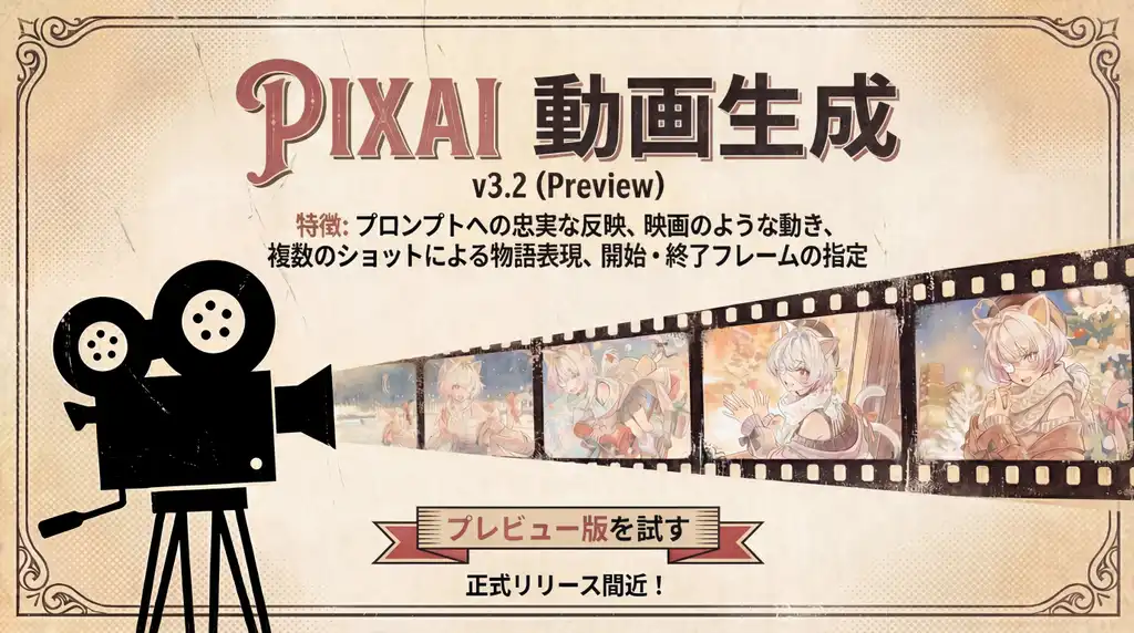 🚀 PixAI 動画生成 アップデート：v3.2プレビュー版リリース！