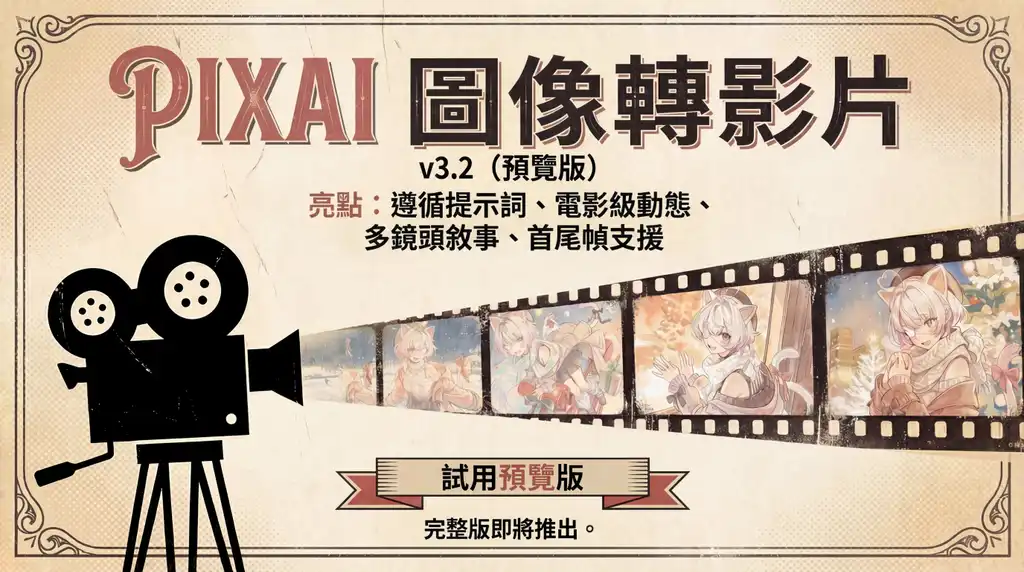 🚀 PixAI 圖像轉影片更新：v3.2 預覽版 搶先體驗！