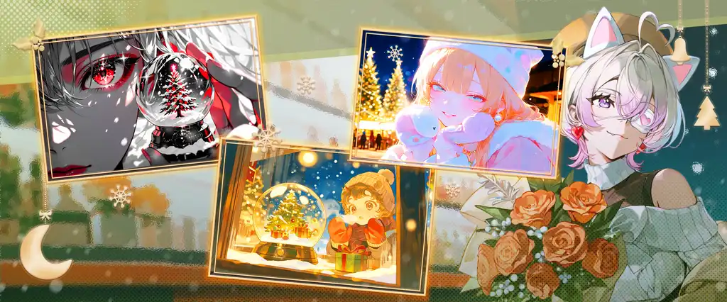 🎄 PixAI 「크리스마스」 테마 일러스트 콘테스트 — 수상자 발표!