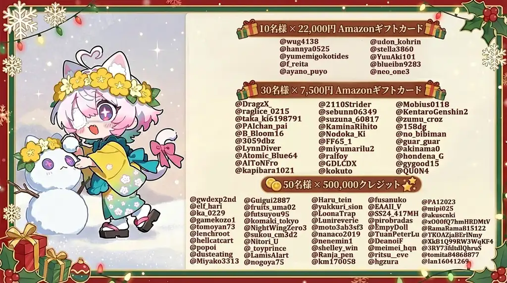 🎉 Snow Light クリスマス MV 抽選イベント ― 当選者発表！