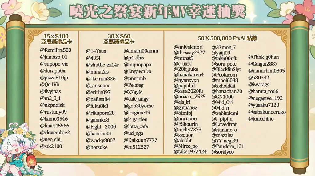 🎉 曉光之祭宴 新年MV X 抽獎 – 得獎公告