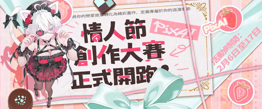 💖 PixAI 情人節創作大賽正式開跑！
